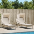 Lettini Prendisole 2 pz con Baldacchino e Tavolino Polyrattan