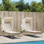 Lettini Prendisole 2 pz con Baldacchino e Tavolino Polyrattan