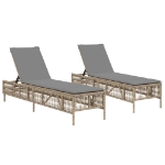 Lettini Prendisole 2 pz con Cuscini Beige in Polyrattan