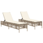 Lettini Prendisole 2 pz con Cuscini Beige in Polyrattan
