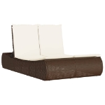 Lettino Prendisole con Cuscini Marrone in Polyrattan