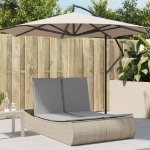 Lettino Prendisole con Cuscini Beige in Polyrattan