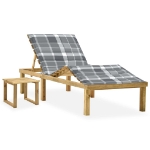 Lettino da Giardino con Tavolino Cuscino Legno Pino Impregnato