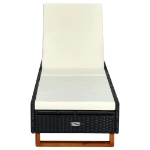 Lettino Prendisole con Cuscino in Polyrattan Nero