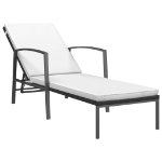 Lettino Prendisole da Giardino con Cuscino in Polyrattan Nero
