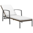 Lettino Prendisole da Giardino con Cuscino Polyrattan Marrone