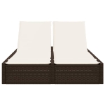 Lettino Prendisole con Cuscini Marrone in Polyrattan