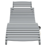 Lettino Prendisole Grigio 184x55x64 cm Legno Massello di Acacia