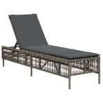 Lettino Prendisole con Cuscino Grigio in Polyrattan