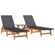 Set Mobili da Giardino 3 pz Polyrattan e Legno Massello Acacia