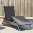 Lettino Prendisole con Cuscino Grigio in Polyrattan