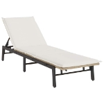 Lettino Prendisole con Cuscini Beige in Polyrattan