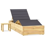 Lettino da Giardino con Tavolino Cuscino Legno Pino Impregnato