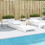 Lettino Prendisole Bianco 205x70x31,5 cm in Legno Massello Pino