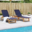Lettini con Tavolino 2pz Blu Scuro in Legno Massello di Acacia