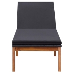 Sdraio con Cuscino in Polyrattan e Legno Massello di Acacia