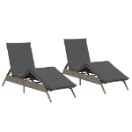 Lettini Prendisole 2 pz con Cuscini Grigio in Polyrattan