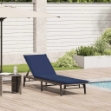 Lettino Prendisole con Cuscino Grigio in Polyrattan