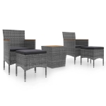 Set Bistrot Giardino 5 pz Polyrattan e Massello Acacia Grigio