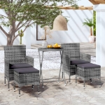 Set Bistrot da Giardino 5pz Polyrattan e Vetro Temperato Grigio