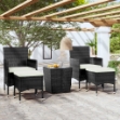 Set da Bistrot per Giardino 5pz Polyrattan Vetro Temperato Nero