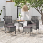 Set Divani da Giardino 5 pz in Polyrattan Grigio