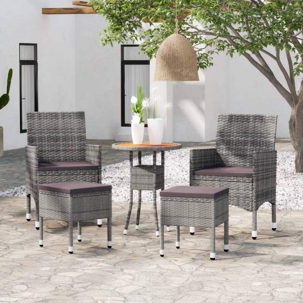 Set Divani da Giardino 5 pz in Polyrattan Grigio