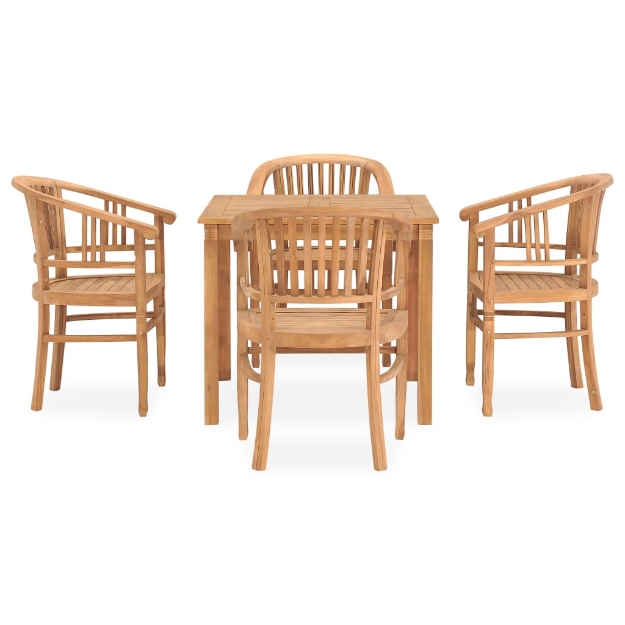 Set da Pranzo da Giardino 5 pz in Legno Massello di Teak