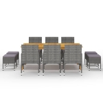 Set Mobili da Pranzo per Giardino 11 pz Grigio