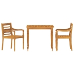 Set da Pranzo per Giardino 3 pz in Legno Massello di Teak