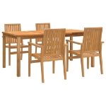 Set da Pranzo per Giardino 5 pz in Legno Massello di Teak