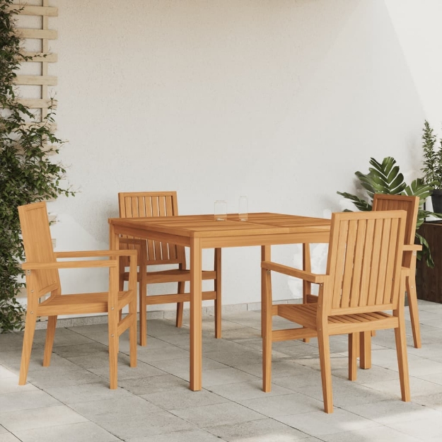 Set da Pranzo per Giardino 5 pz in Legno Massello di Teak