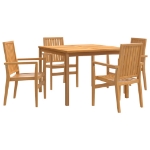 Set da Pranzo per Giardino 5 pz in Legno Massello di Teak