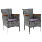 Set da Pranzo per Giardino 3 pz con Cuscini Polyrattan Grigio
