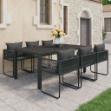 Set da Pranzo da Giardino 7 pz in Rattan PVC Nero