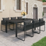 Set da Pranzo da Giardino 7 pz in Rattan PVC Nero