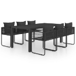Set da Pranzo da Giardino 7 pz in Rattan PVC Nero