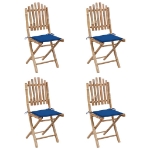 Set da Pranzo da Giardino 5 pz Pieghevole con Cuscini in Bambù