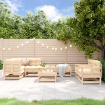 Set Salotto da Giardino 8 pz in Legno Massello di Pino