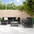 Set Salotto da Giardino 7 pz Grigio in Legno Massello di Pino