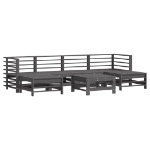Set Salotto da Giardino 7 pz Grigio in Legno Massello di Pino