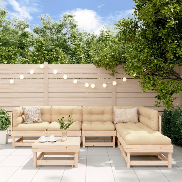Set Salotto da Giardino 7 pz in Legno Massello di Pino