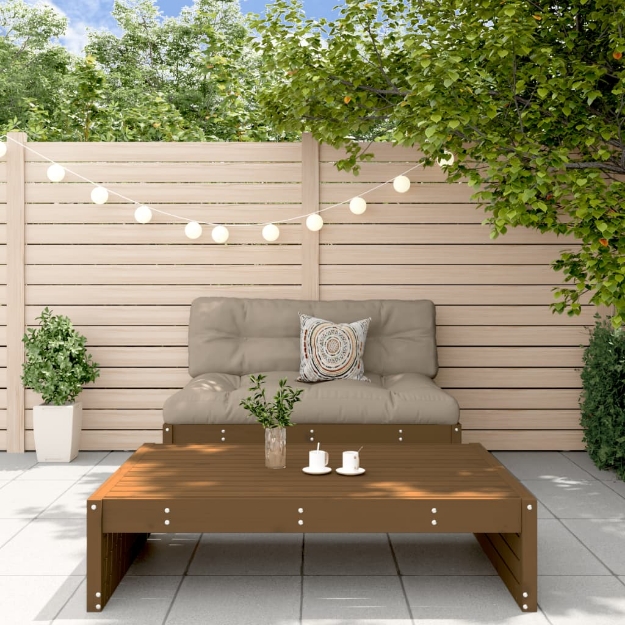 Set Salotto da Giardino 2 pz ambra in Legno Massello di Pino