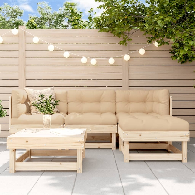 Set Salotto da Giardino 5 pz in Legno Massello di Pino