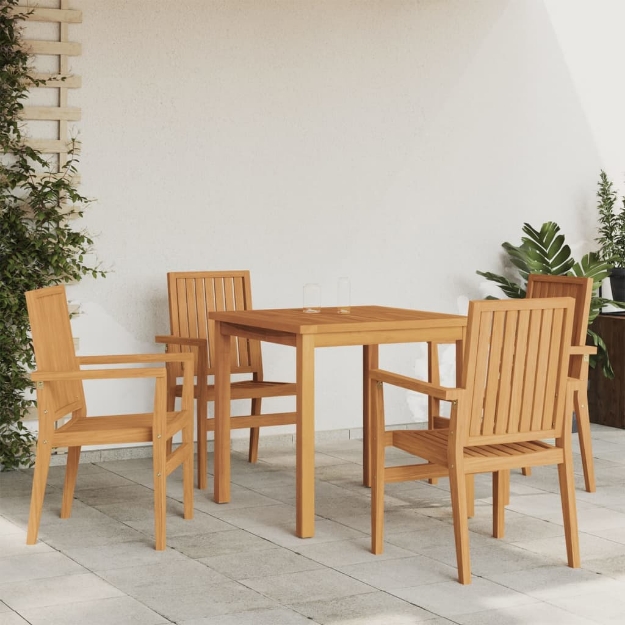 Set da Pranzo per Giardino 5 pz in Legno Massello di Teak