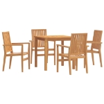 Set da Pranzo per Giardino 5 pz in Legno Massello di Teak