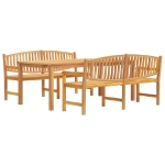 Set da Pranzo per Giardino 3 pz in Legno Massello di Teak