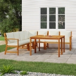 Set da Pranzo Giardino 7pz con Cuscini Legno Massello di Acacia
