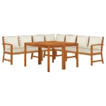 Set da Pranzo Giardino 7pz con Cuscini Legno Massello di Acacia