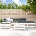 Set Salotto da Giardino 6 pz Bianco in Legno Massello di Pino